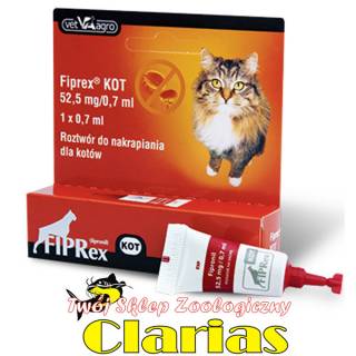Fiprex KOT – Fipronil 52,5 mg/0,7 ml x 1szt SPOT ON - na kleszcze, wszy i pchły dla kota
