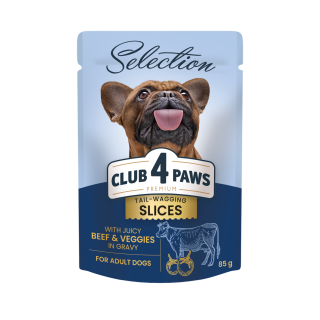 CLUB 4 PAWS Selection pies małe rasy wołowina i warzywa sos 85g