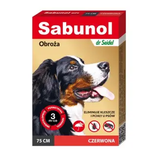 Sabunol GPI czerwona obroża dla psa 75cm - na kleszcze