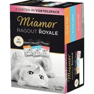 Miamor Ragout Royale Mix Galaretka - indyk, łosoś, cielęcina saszetki 12x100g-1546491