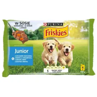 Friskies Dog Junior Kurczak i marchewka w sosie saszetki 4x100g-1431779