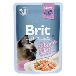 Brit Premium Cat Sterilised Fillets with Salmon sos saszetka 85g-1398441