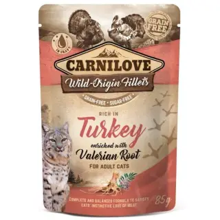 Carnilove Cat Turkey & Valerian Root - indyk i waleriana saszetka 85g-1399855