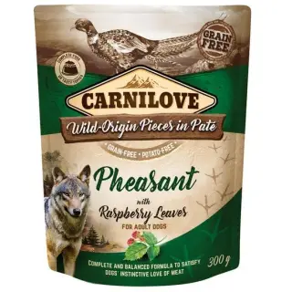Carnilove Dog Pheasant & Raspberry Leaves - bażant i liście maliny saszetka 300g-1382567