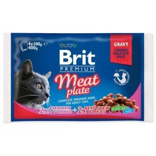 Brit Premium Cat Adult Meat Plate saszetki 4x100g-1395637