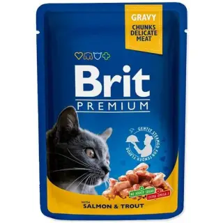 Brit Premium Cat Adult Łosoś + Pstrąg saszetka 100g-1395634