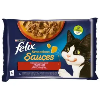 Felix Sensations Sauces Wiejskie Smaki indyk/jagnięcina w sosie saszetki 4x85g-1382690