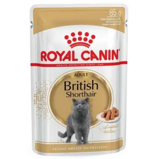 Royal Canin British Shorthair karma mokra w sosie dla kotów dorosłych rasy brytyjski krótkowłosy saszetka 85g-175165