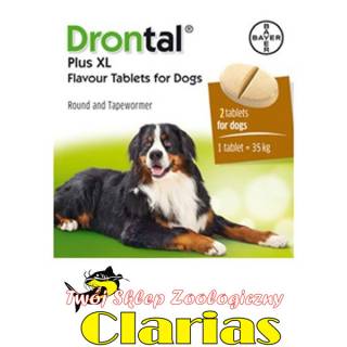 Drontal Plus Flavour 2 tabl., 1 tabletka na 35 kg - dla psa na pasożyty przewodu pokarmowego