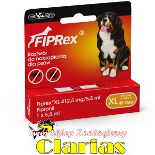 Fiprex XL – Fipronil 412,5 mg/5,5 ml x 1szt SPOT ON - na kleszcze, wszy i pchły dla psa