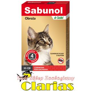 Sabunol GPI Obroża czerwona dla kota 35cm - przeciw pchłom